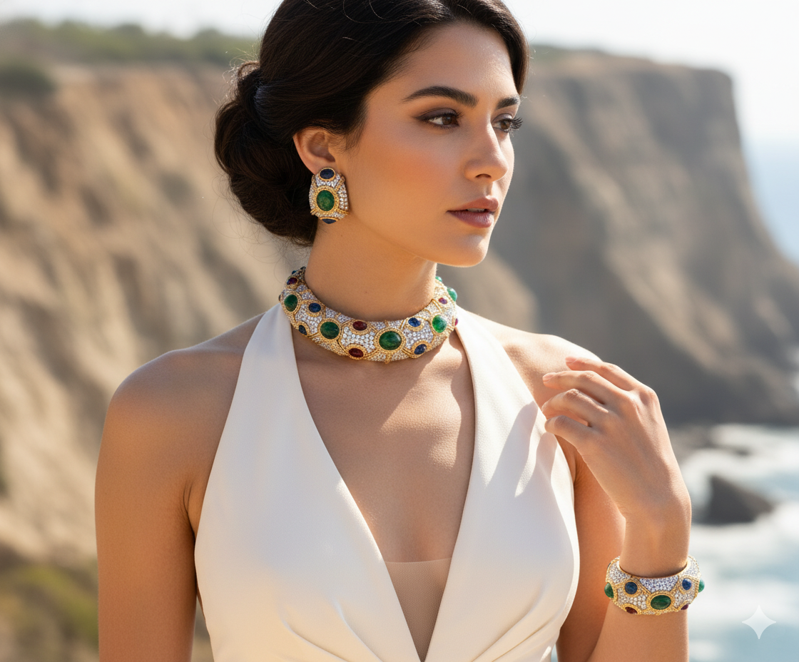 Luxury jewelry set showcase