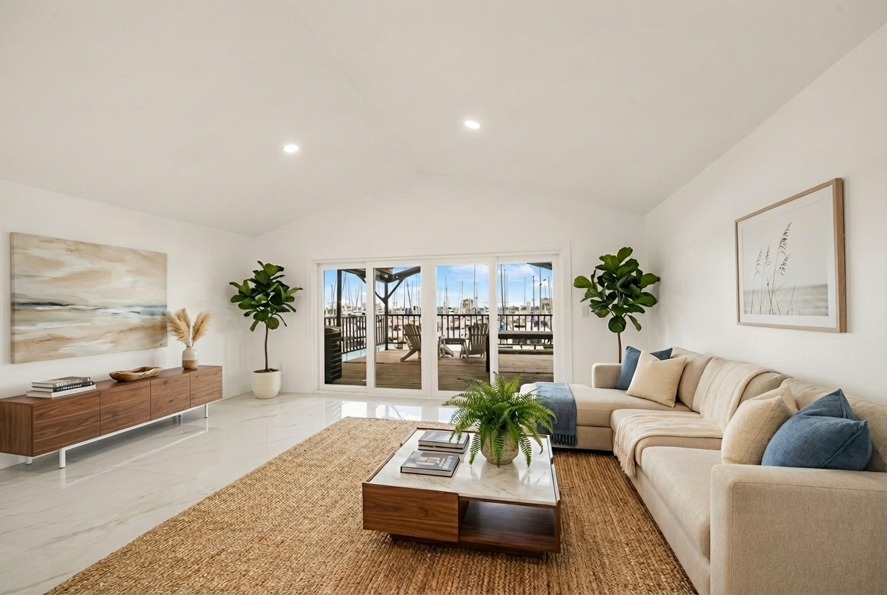 Waterfront Estate Great Room - After